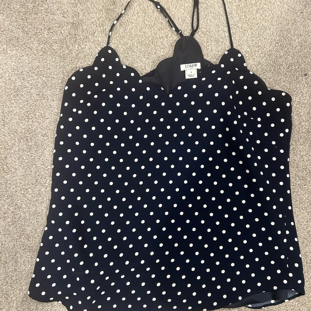 J. Crew Navy Blue Polka Dot Women's Top